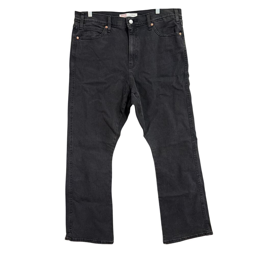 Levi Strauss Signature Women Jeans Black Heritage High Rise Kick Boot Stretch 16